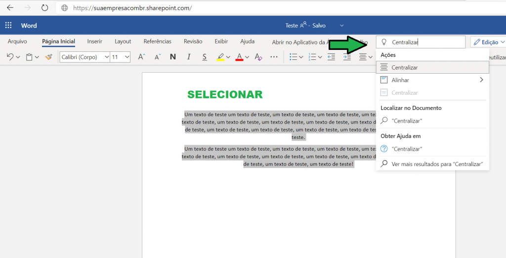 Localizar texto em um documento. - Suporte da Microsoft